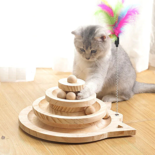 Wooden 2/3 Levels Pet cat Toy Tower Tracks - ProPawPet.com