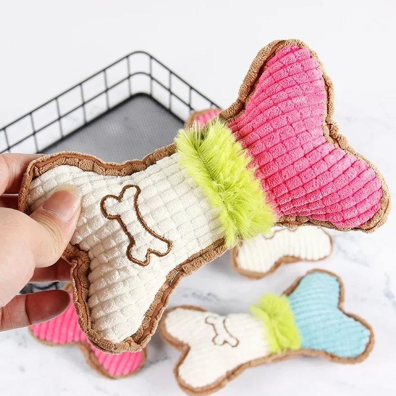 1PC Plush Dog Squeaky Toy Bone Chew Toy for - ProPawPet.com