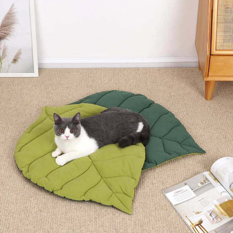 Leaf Shaped Pet Bed Mat Soft Cotton Double - ProPawPet.com
