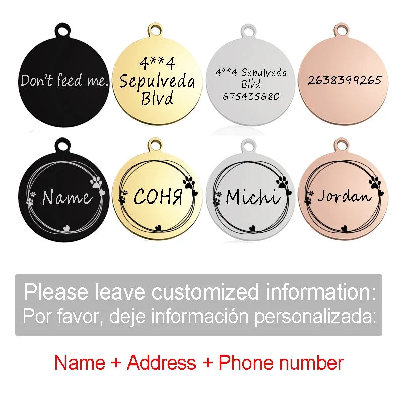 Custom Personalized Cat Dog ID Circle Tag - ProPawPet.com