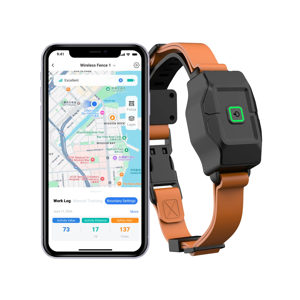 Rechargeable Furhaven Free APP GPS Smart Dog Collar – 2 Colors