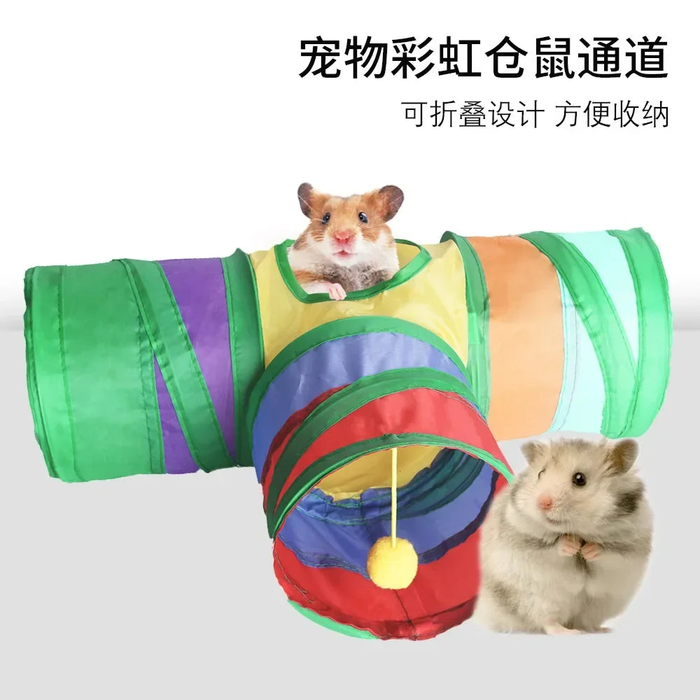 Rainbow Leopard Print Foldable Pet Tunnel - ProPawPet.com