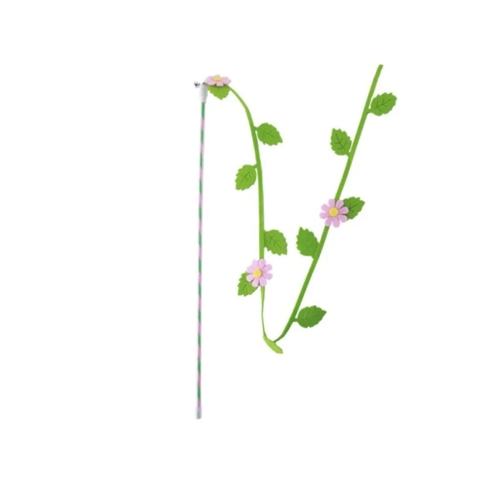 Creative Felt Kitten Cat Teaser Stick Flower Leaf Shaped Long – Cat Supplies