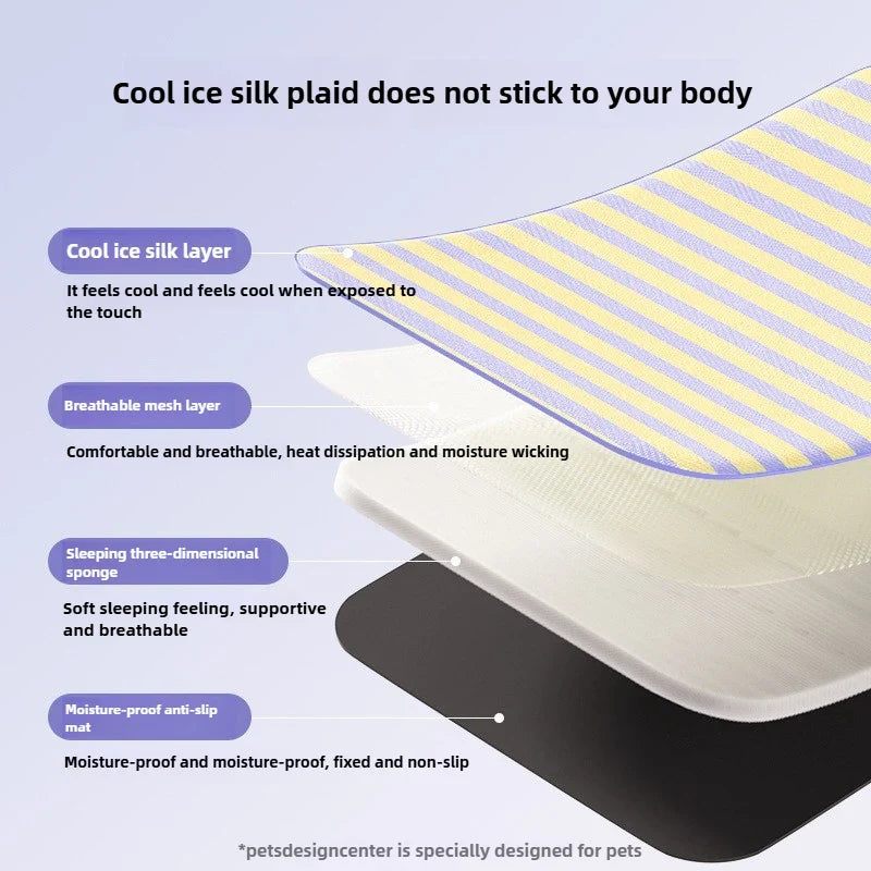 Summer Dog Cartoon Striped Ice Silk Cooling - ProPawPet.com