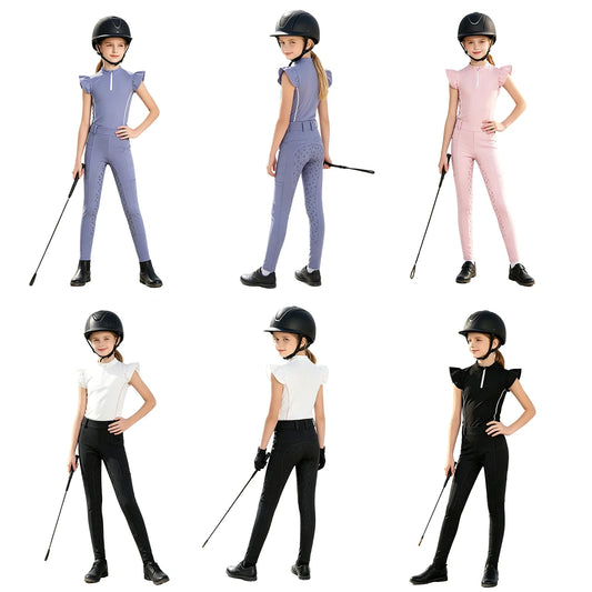 Kids Girls Zip-up Stand Collar Equestrian - ProPawPet.com