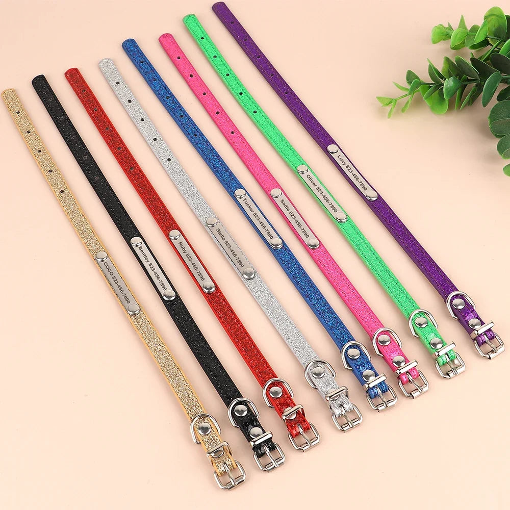 Personalized Cat Collar Bling PU Leather Cat - ProPawPet.com