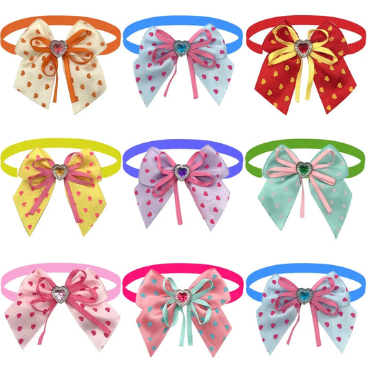 50/100ps Dog Bow Tie Love style Pet Supplies - ProPawPet.com