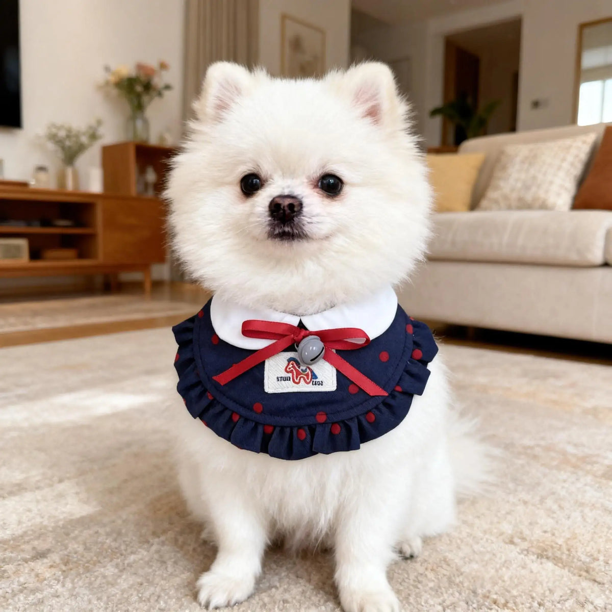 Polka Dot Pet Bib White Doll Collar Ruffle - ProPawPet.com
