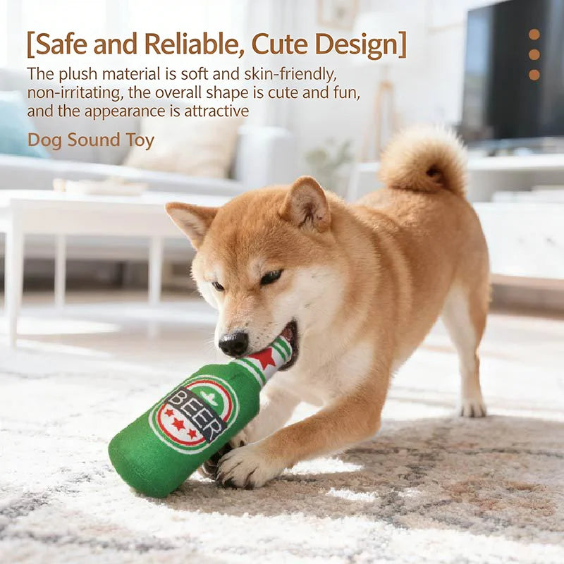 Realistic Beer Plush Dog Toy Squeaky BB - ProPawPet.com