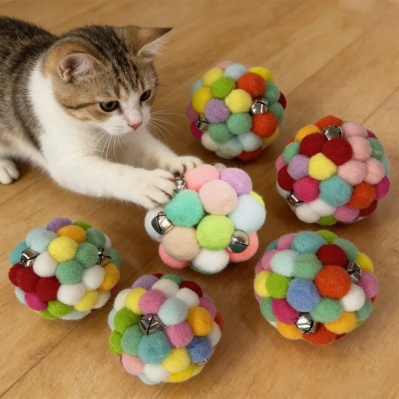 2 Pcs Elastic Plush Bell Ball Cat Toys - ProPawPet.com