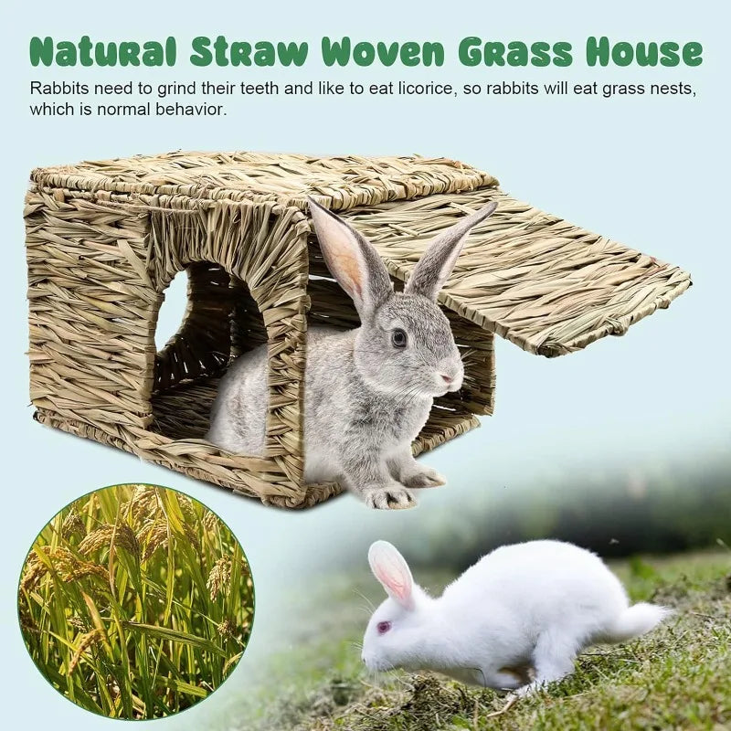 Grass House for Rabbit Foldable Woven Rabbit - ProPawPet.com