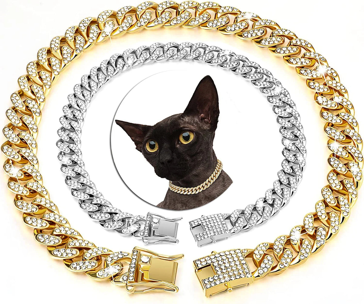 Luxury Cuban Link Cat Necklace Gold Chain - ProPawPet.com