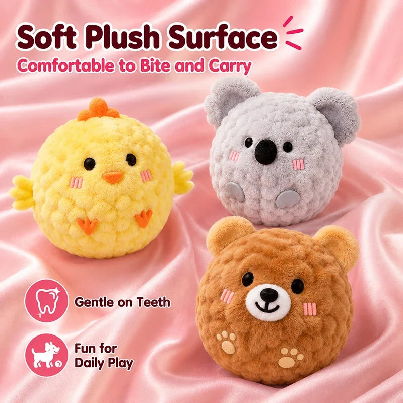 Interactive Mini Plush Bounce Ball Dog Squeaky Toy – photo 2
