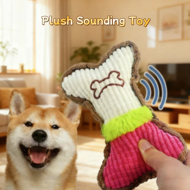 1PC Plush Dog Squeaky Toy Bone Chew Toy for - ProPawPet.com