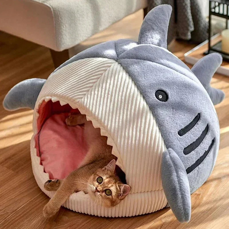 Warm Cat Beds Cartoon Shark Pet Cave Beds - ProPawPet.com