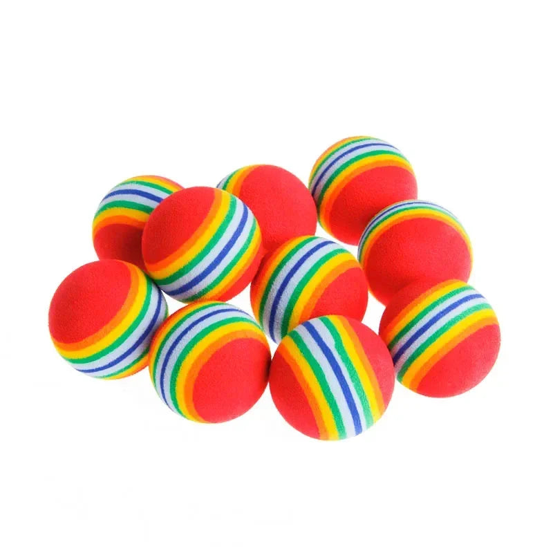 5 Rainbow Cat Toys Ball Interactive Dog Play Chewing – Cat Supplies