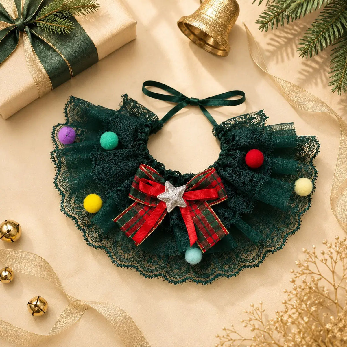 Christmas Festival Pet Neckwear Lace Edge - ProPawPet.com