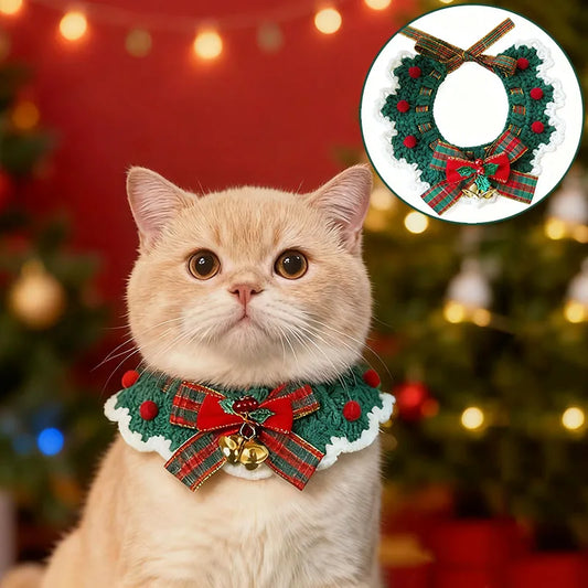 Cute Cat Bow Collar Wool Crocheted Christmas - ProPawPet.com