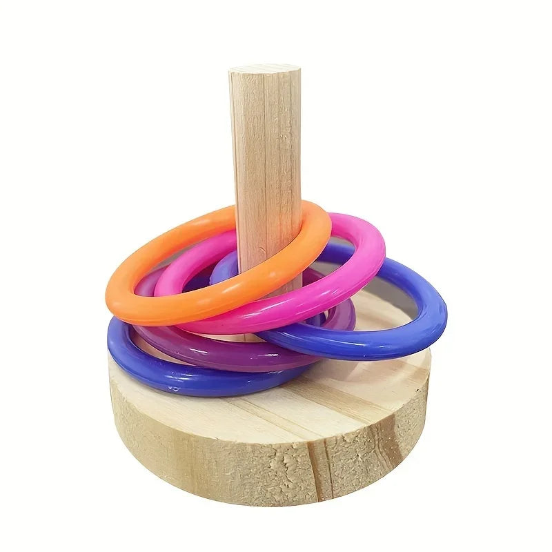 Wooden Interactive Parrot Ring Plaything
