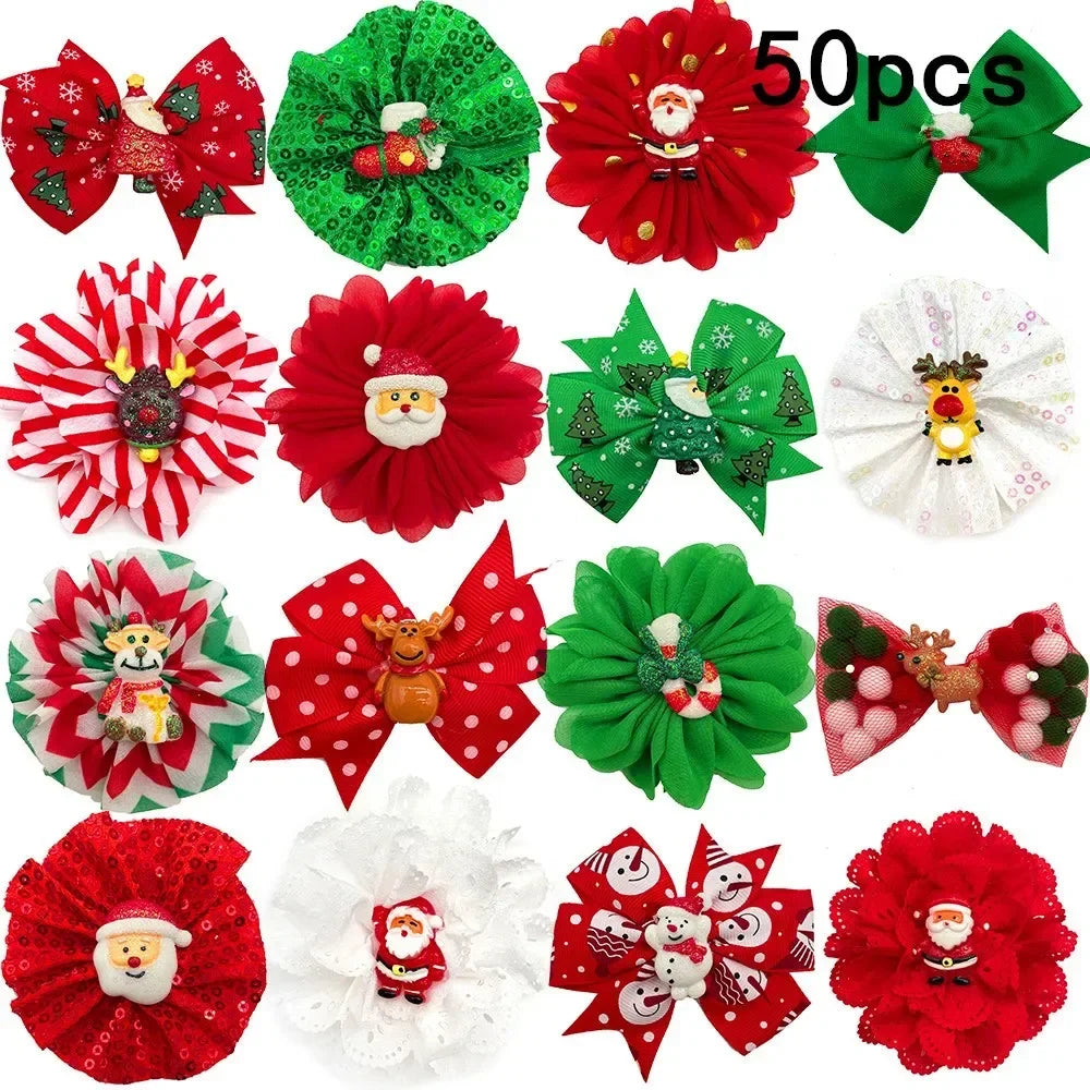 50 Christmas Flower Collar Dog Accessories Slidable Pet – 2 Colors