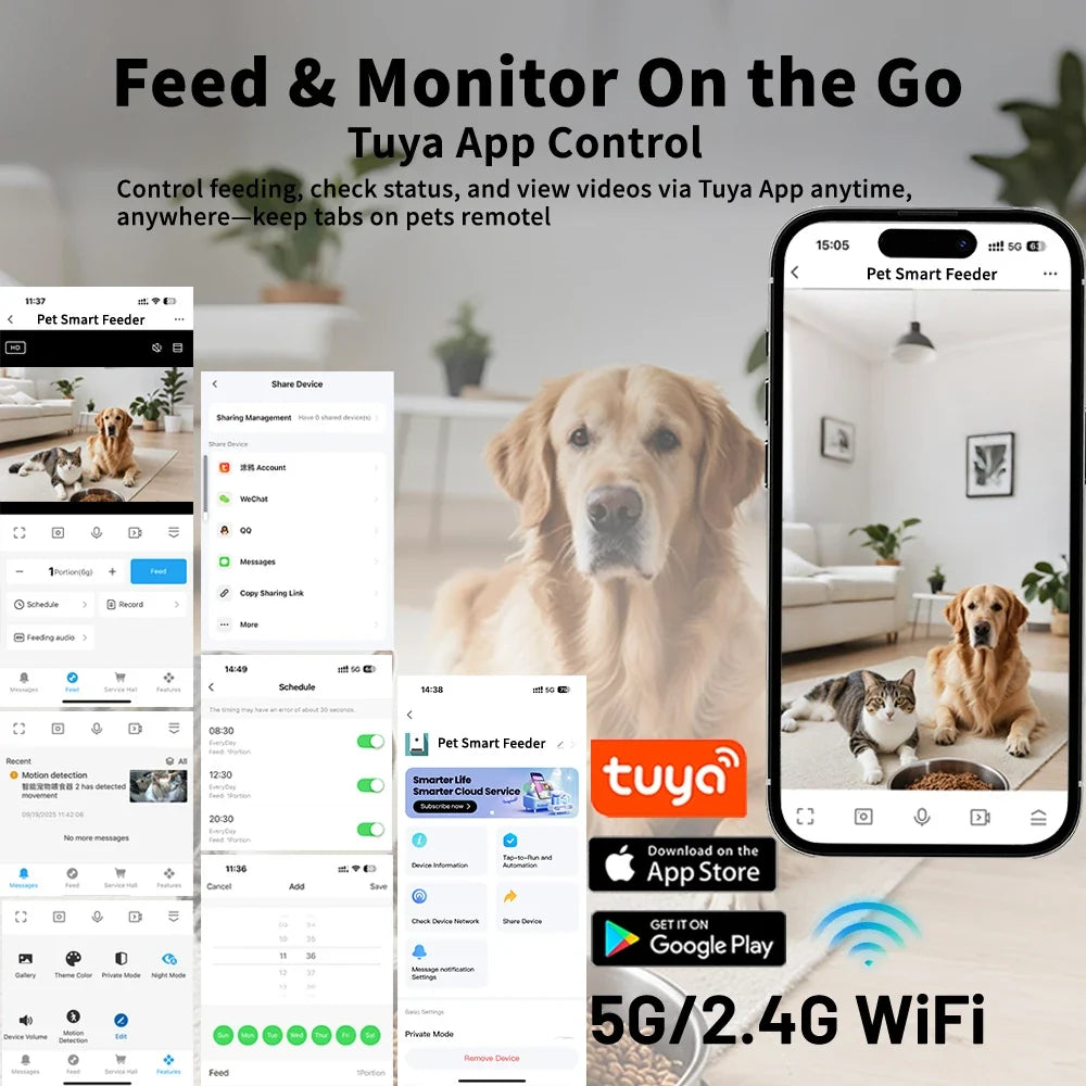 Smart Pet Feeder with 15CM Elevated Camera - ProPawPet.com