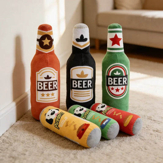 Realistic Beer Plush Dog Toy Squeaky BB - ProPawPet.com