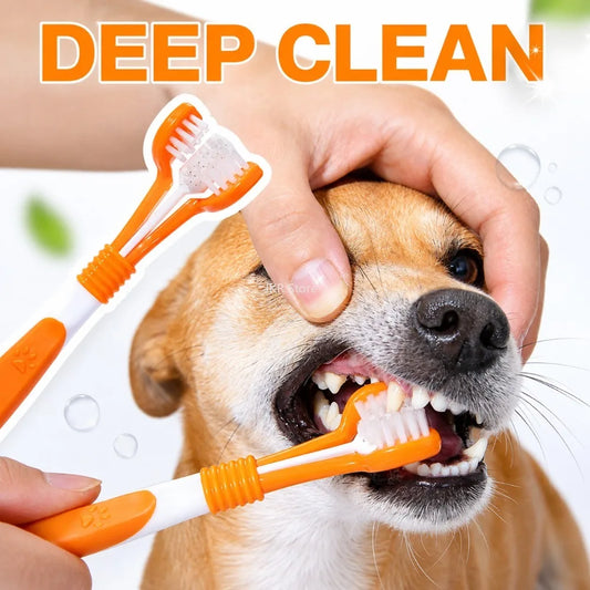 3 Sided Plastic Dog Toothbrush Pet Dental - ProPawPet.com