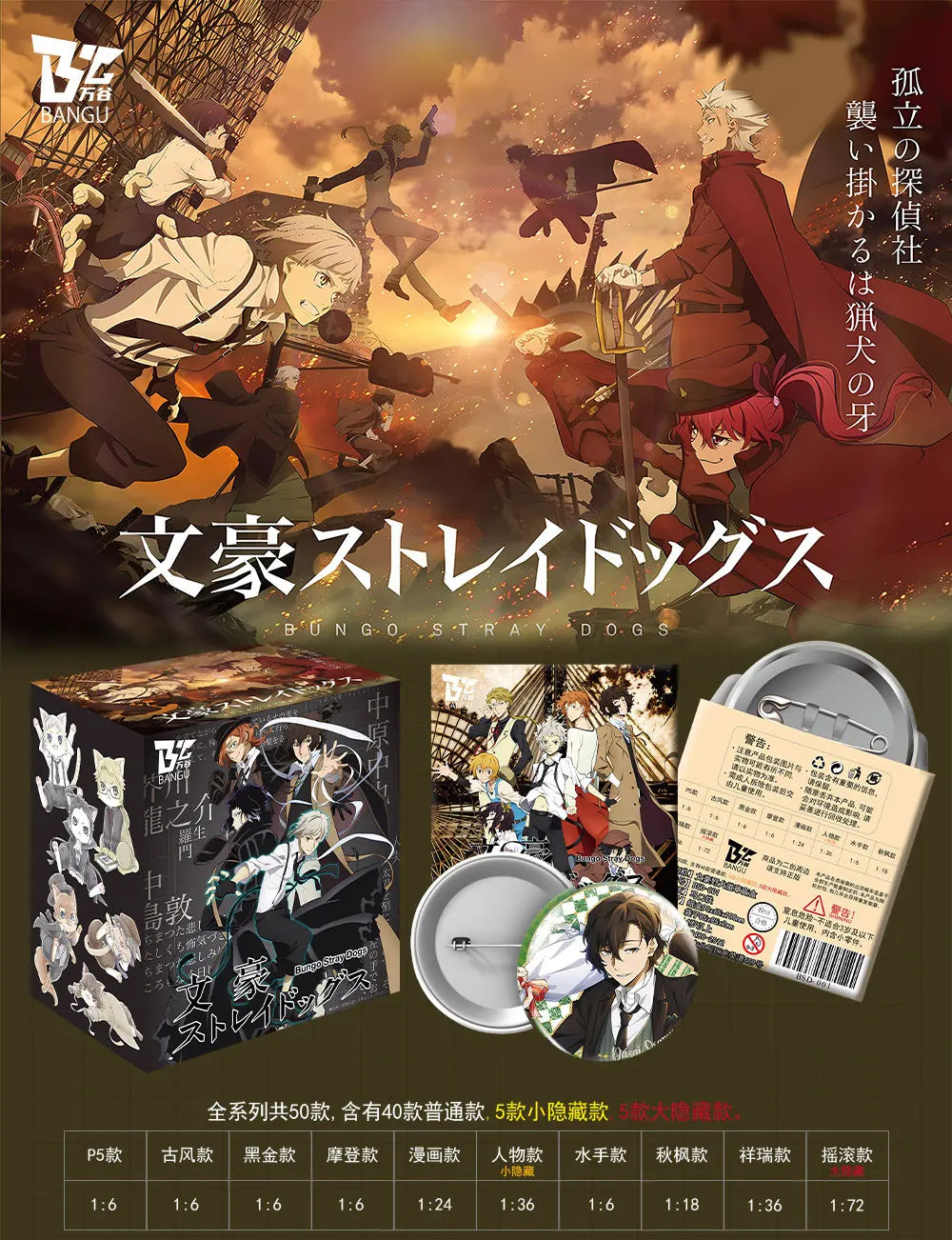 Bungo Stray Dogs Figure Anime Lapel Pins - ProPawPet.com