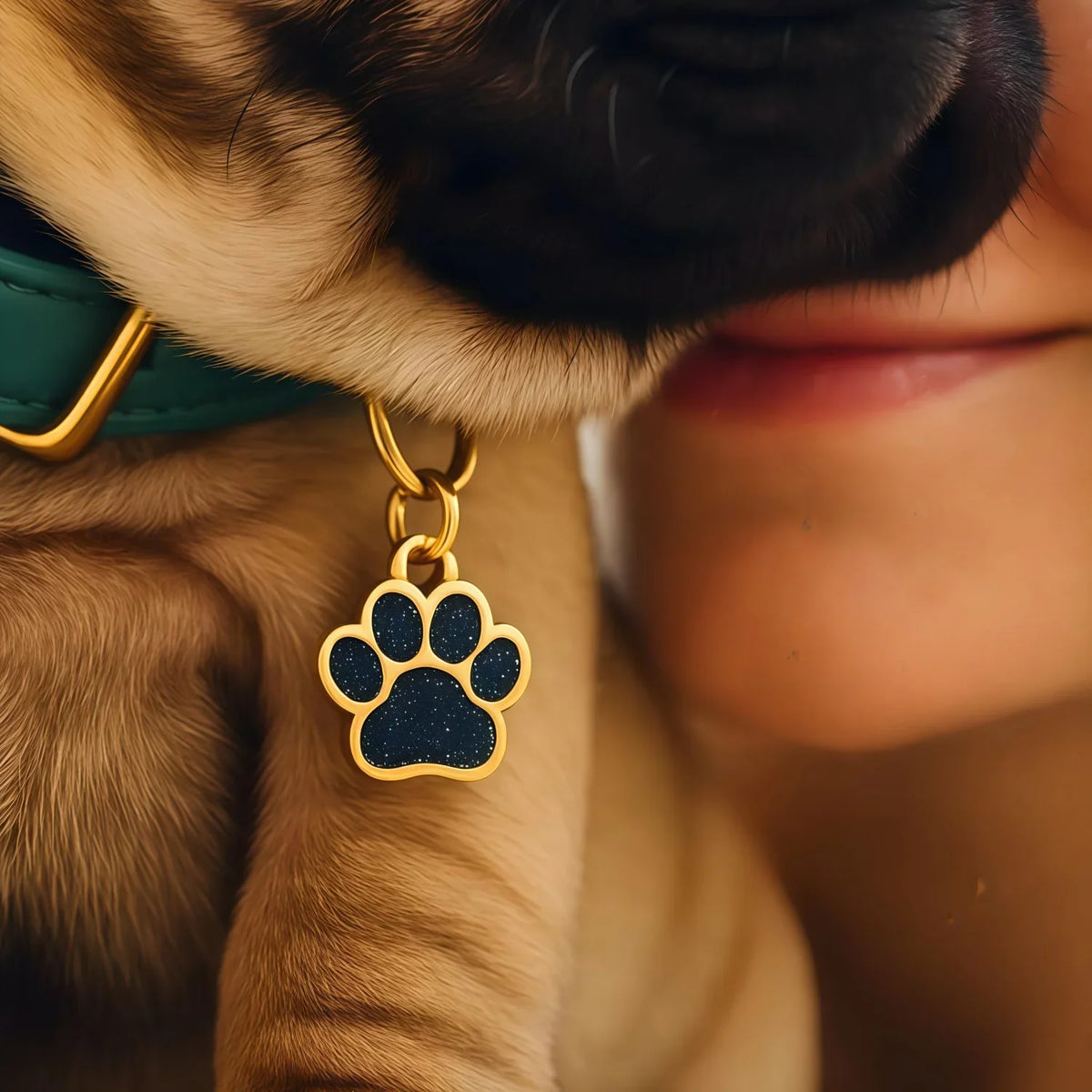 Personalized Glitter Gold Paw Print Pet ID - ProPawPet.com