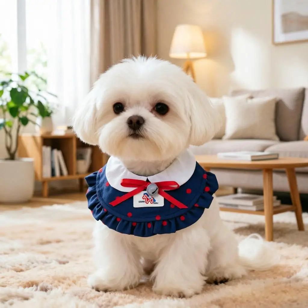 Polka Dot Pet Bib White Doll Collar Ruffle - ProPawPet.com