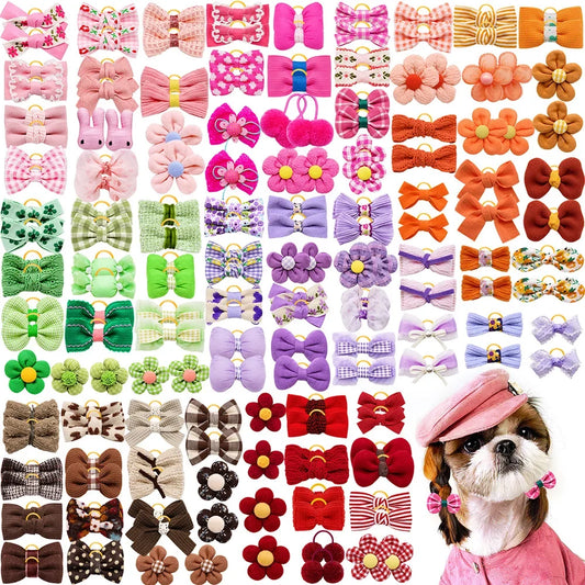 10/20PCS Puppy Bows With Rubber Bands Candy - ProPawPet.com