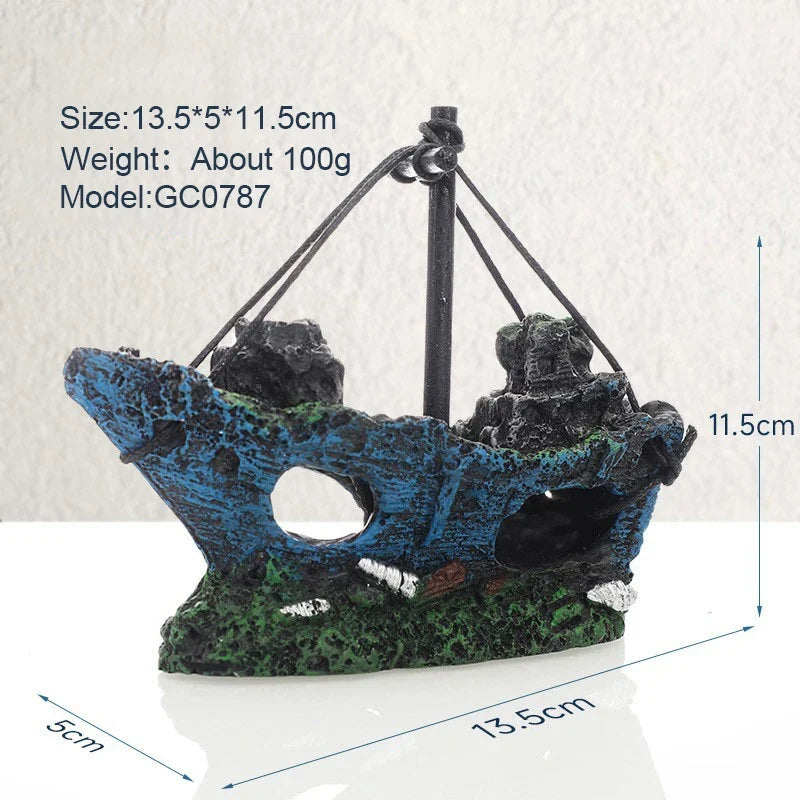 1Pc Retro Aquarium Fish Tank Landscape Wreck - ProPawPet.com