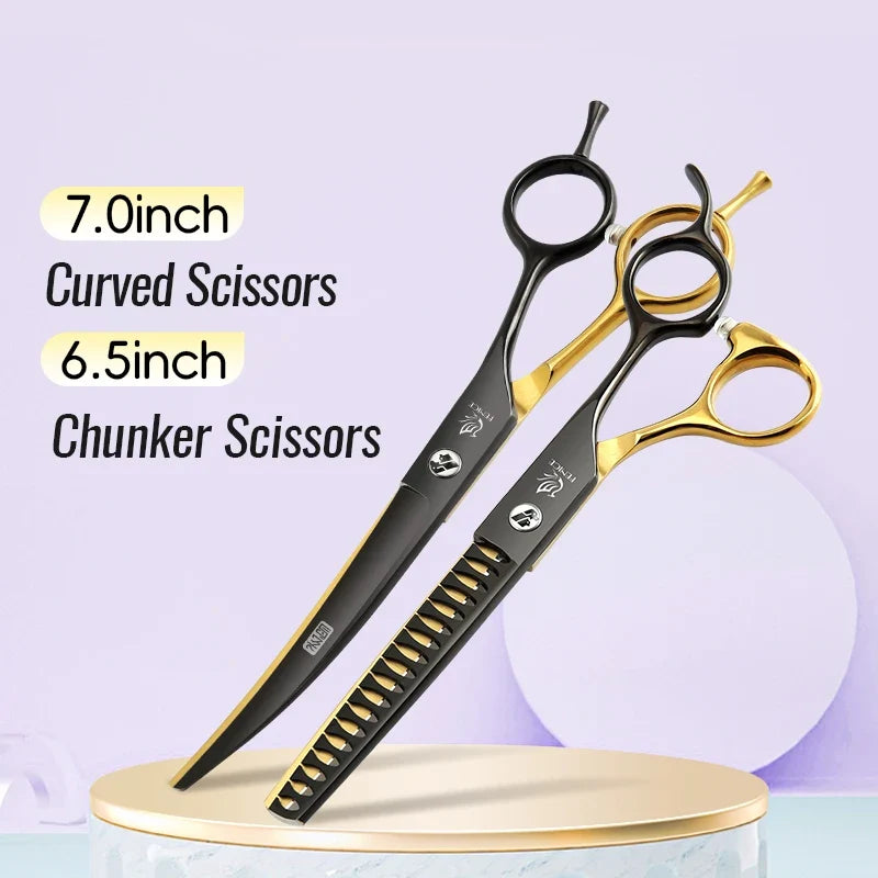 Fenice 6.5 7 Inch Black Gold Pet Grooming Shears Straight – Dog Supplies
