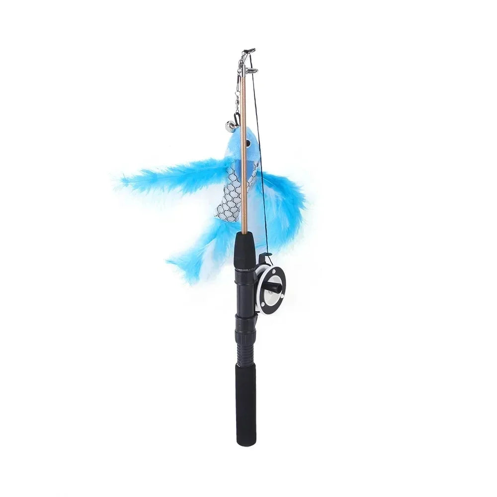 Interactive Retractable Cat Feather Teaser Wand – 3 Colors