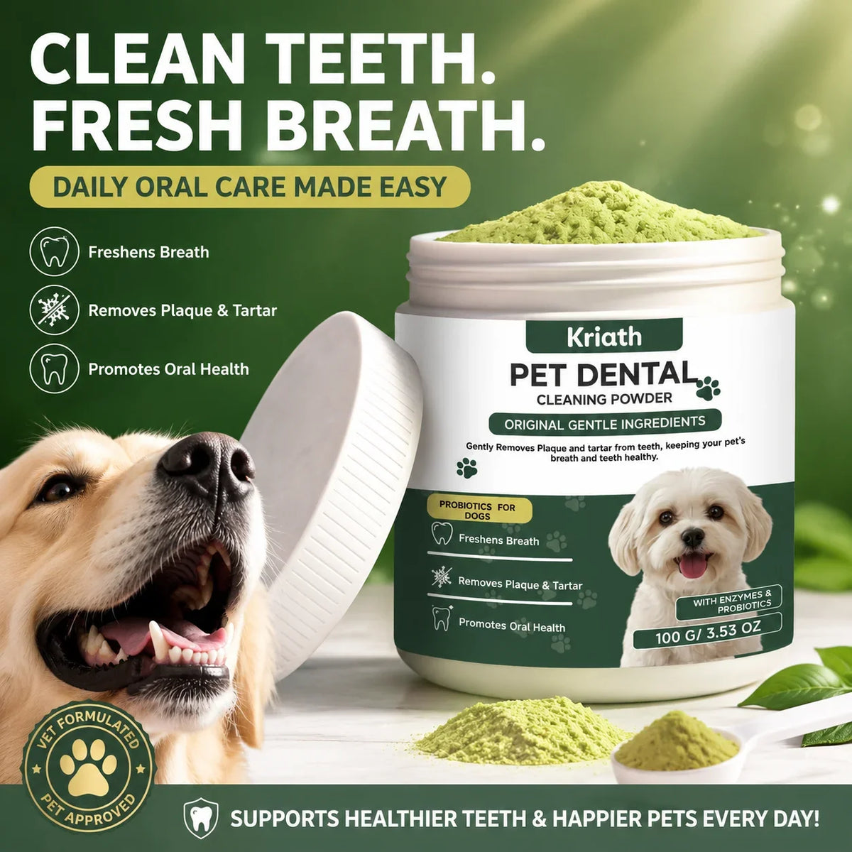 Natural Pet Dental Powder Cat Dog Breath - ProPawPet.com