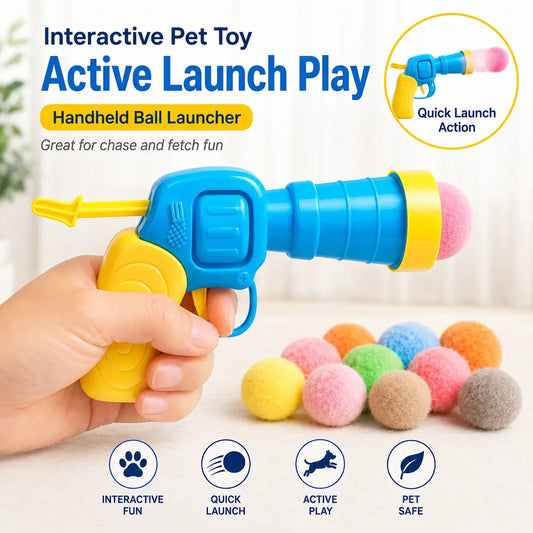 Interactive Cat Toy Pom Ball Launcher Quiet - ProPawPet.com
