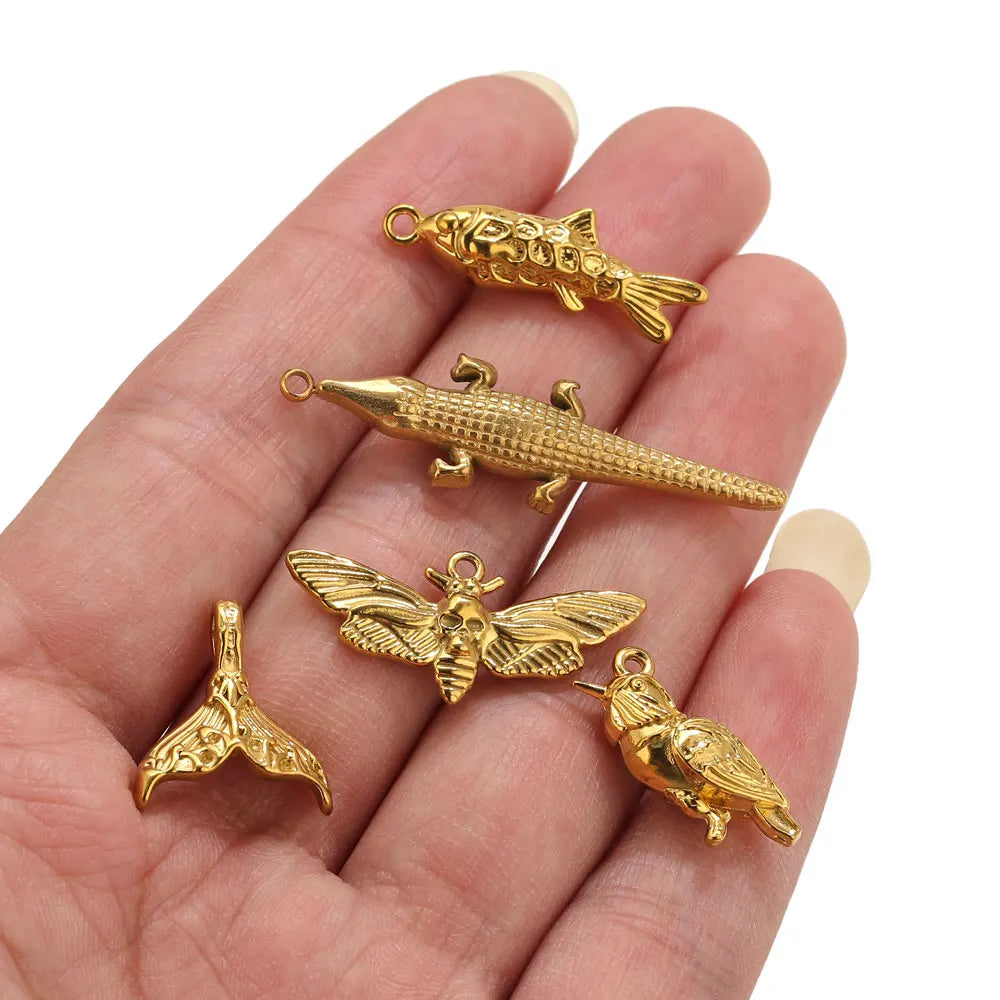 5pcs Stainle Steel Gold Animal Charms For - ProPawPet.com