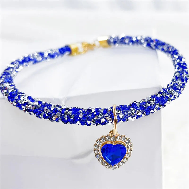 Crystal Cat Collar Heart Gem Pendant Party - ProPawPet.com