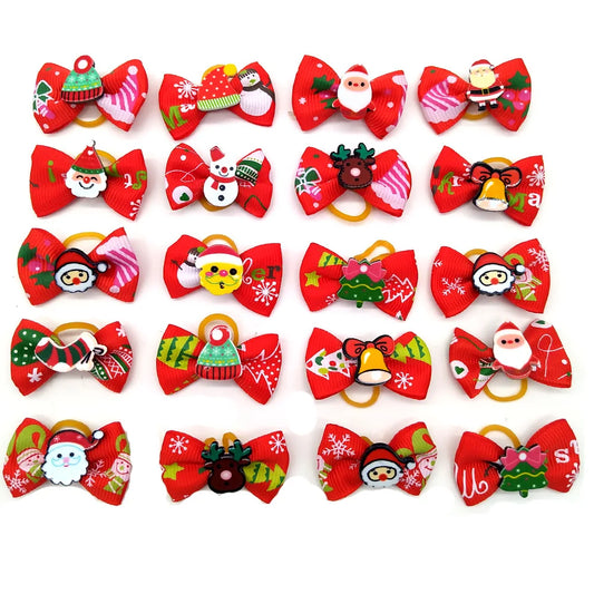 10/20/50 Pcs Christmas Pet Bows Dog Hair - ProPawPet.com