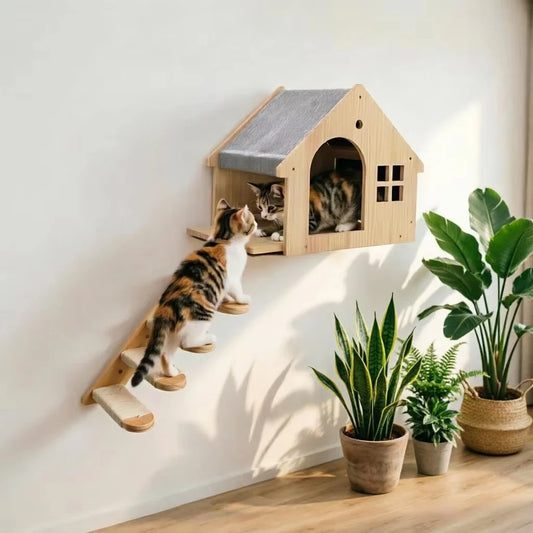 1pc Wall Mounted Cat Condo Villa Wooden Cats - ProPawPet.com