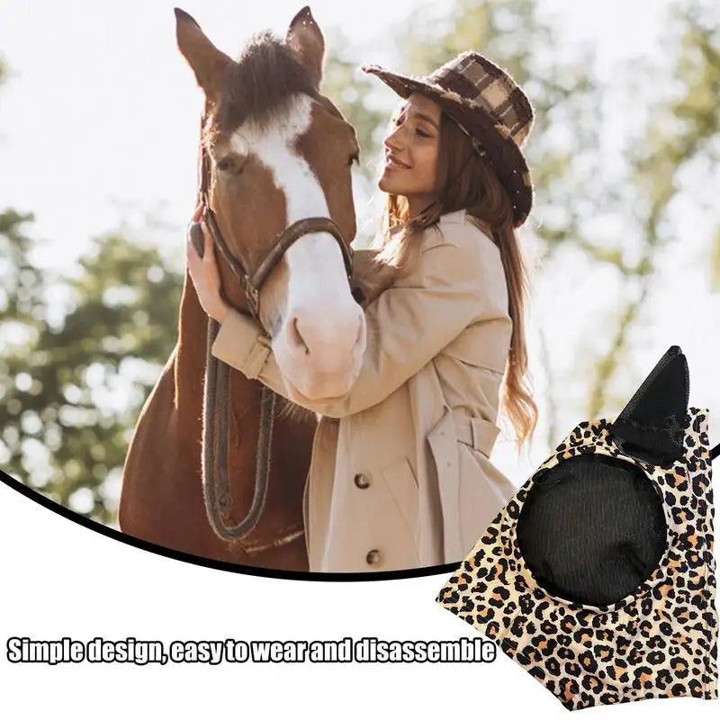 Horse Fly Face Cover Leopard Print Pattern - ProPawPet.com