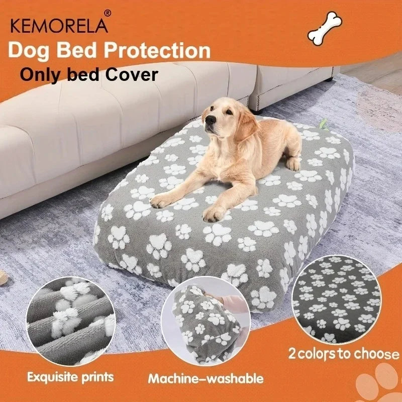 Washable Kemorela Cute Cartoon Footprints Plush Warm Dog Bed – photo 5