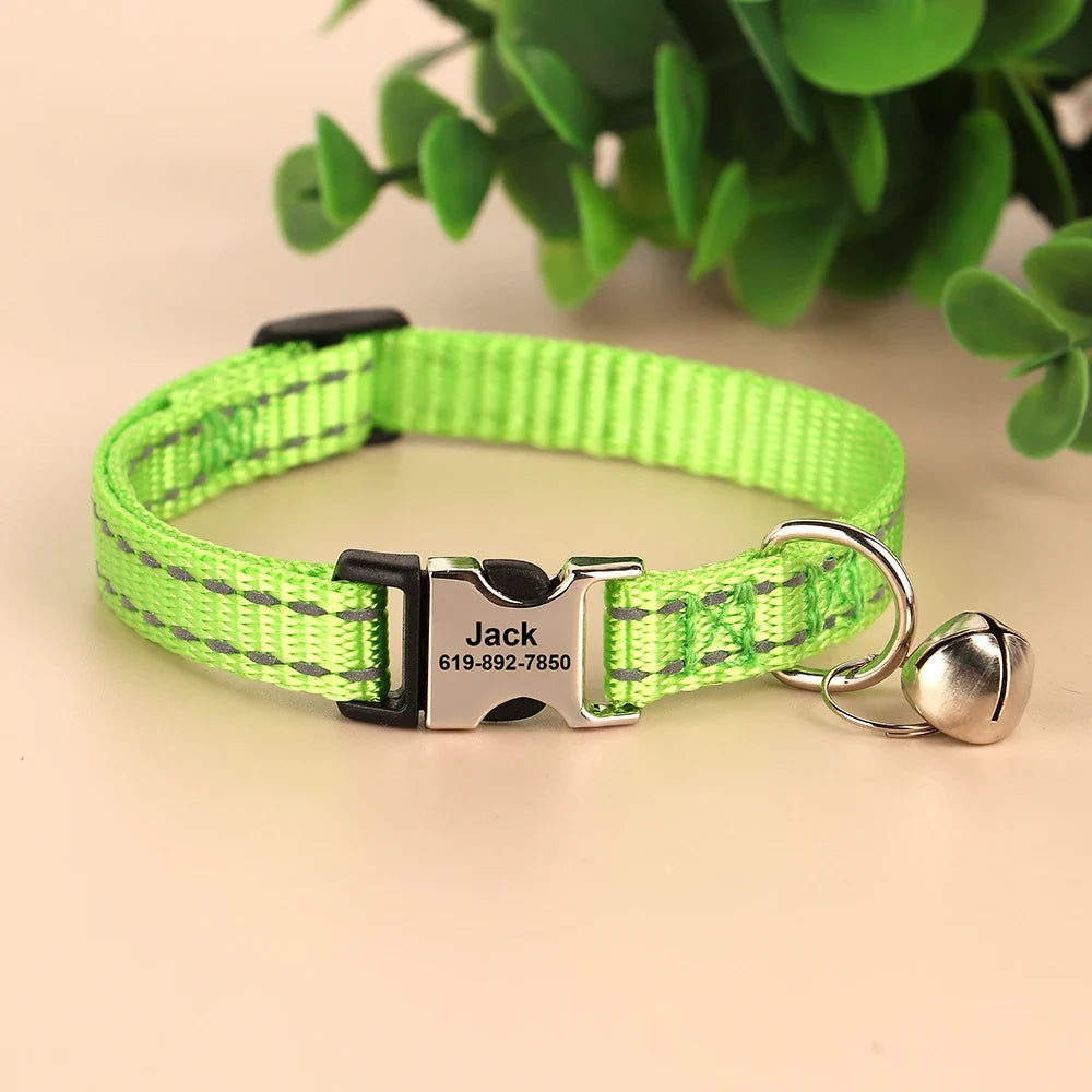 Personalized Cat Collar Reflective Nylon Dog ID – Cat Collars