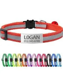Personalized 13 Colors Custom Engraved Reflective Cat Collar – Cat Supplies