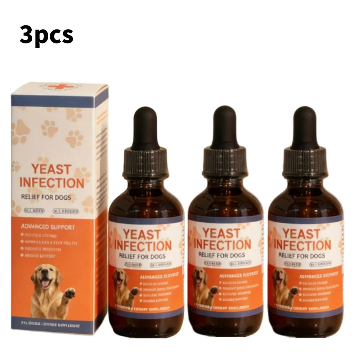 Dog Yeast Infection Relief Liquid Drops Supplement – 3 Colors