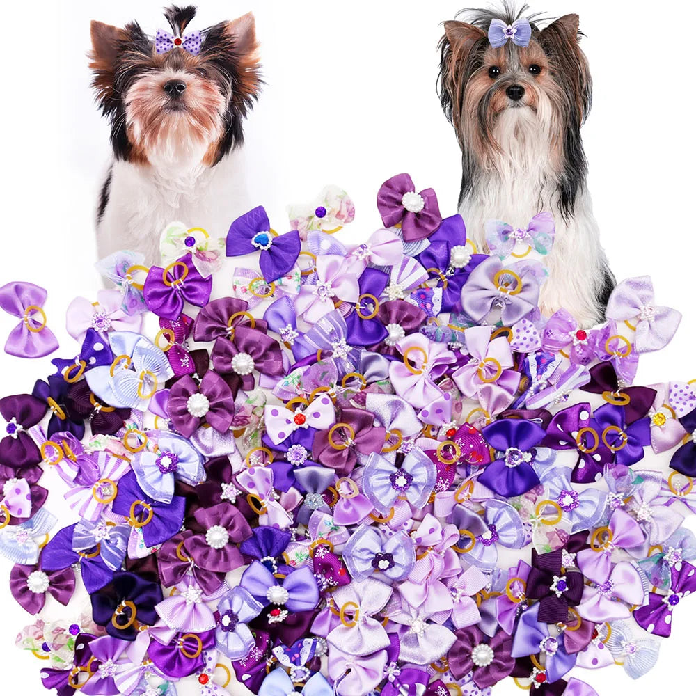 10/20PCS Diamond Puppy Bows Multi Style Dog - ProPawPet.com