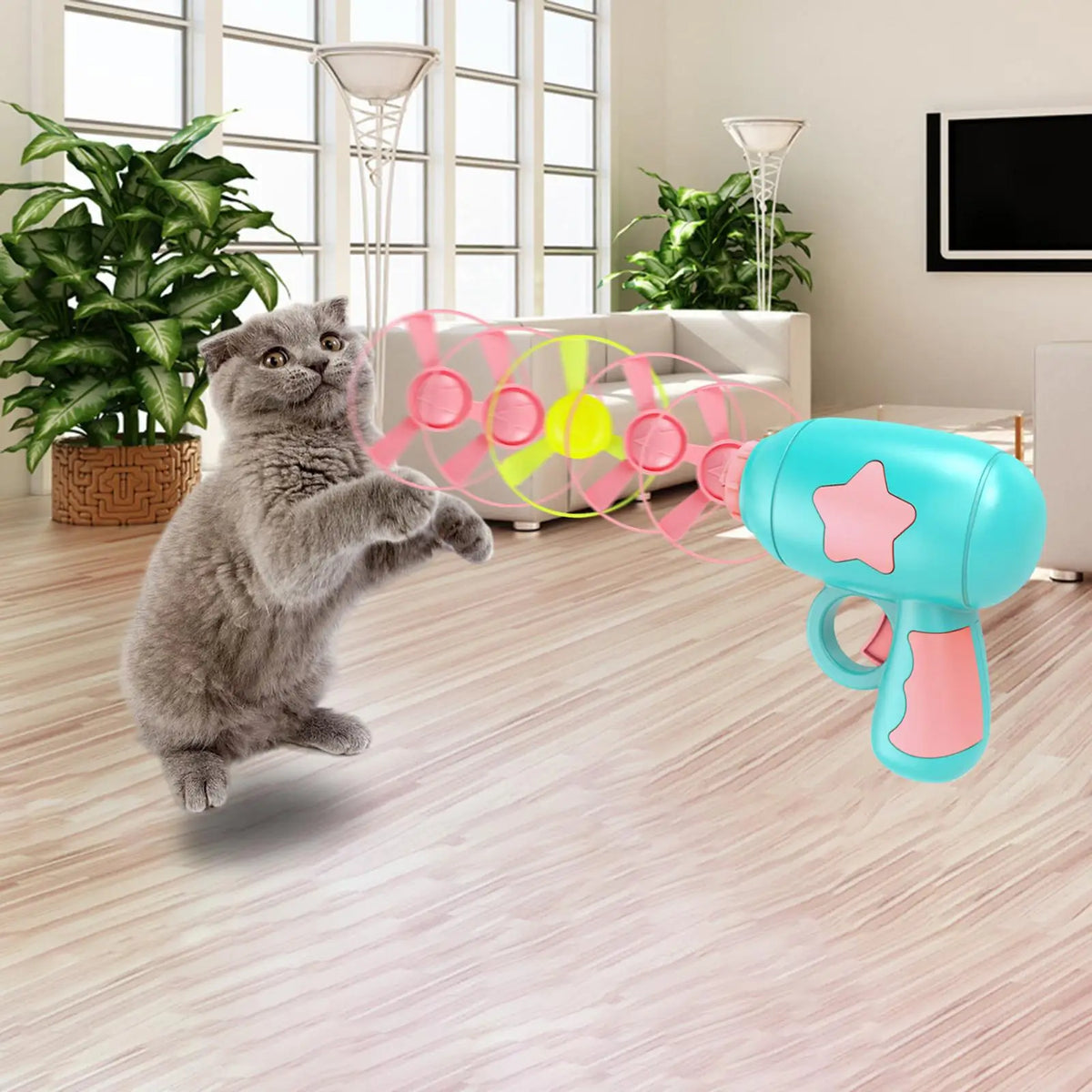 Cat Plaything Interactive Play -cat with 5 Flying Propellers