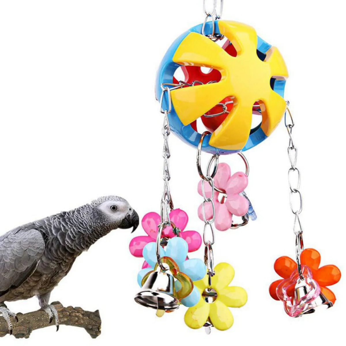 Bird Parrot Toy Colorful Bird Ball With Bell - ProPawPet.com