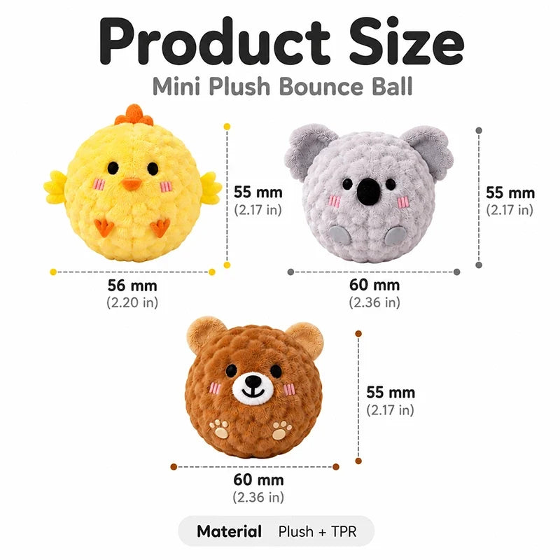 Interactive Mini Plush Bounce Ball Dog Squeaky Toy – photo 6