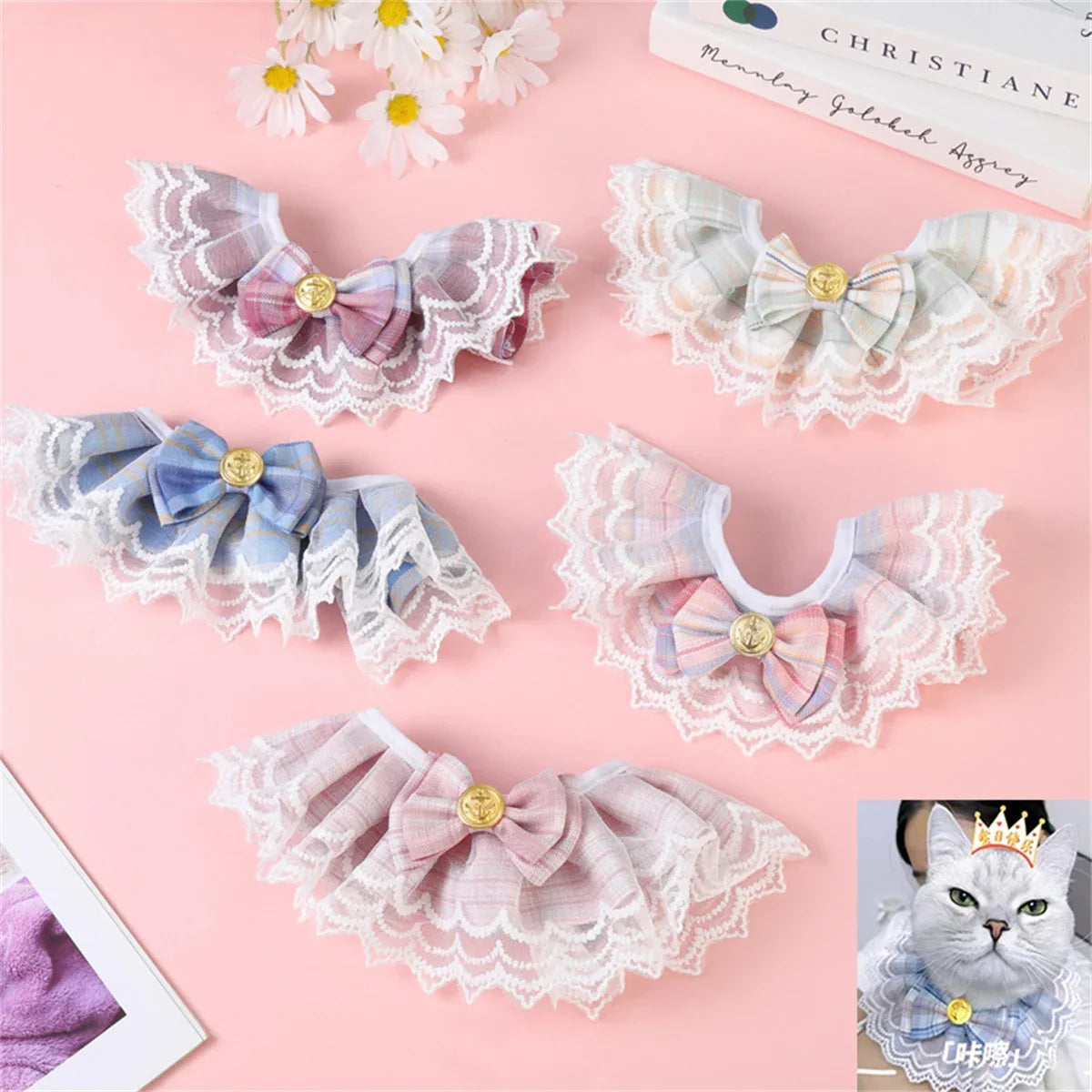 Lace Pet Scarf Cat Bib Dog Collar Lace Daisy - ProPawPet.com
